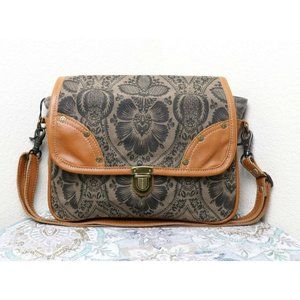 Myra Bag Floral Black Messenger Bag Purse Canvas Messenger Bag For Women Vintage